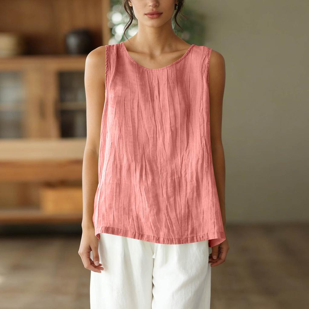 Dámské Vintage Volné Tílko ze Směsi Bavlny a Lnu