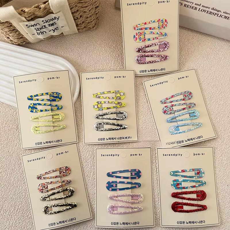 Lot de 4 barrettes d'été pour enfants, jolies pinces à cheveux à paillettes, style dessin animé, accessoires pour cheveux, couvre-chefs, Kawaii, nouvelle collection 2025