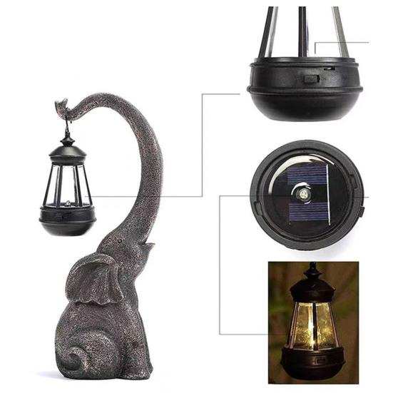 Elephant Statue Solar Light All-Weather IP44 Waterproof Solar Lamp Easy Installation Garden Patio Balcony Solar Lamp