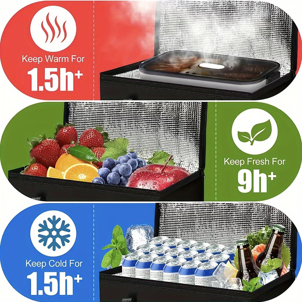 Extra Large Cooler Bag with Thick Thermal, Portable Reusable Food Delivery, 35L Black (412633cm)