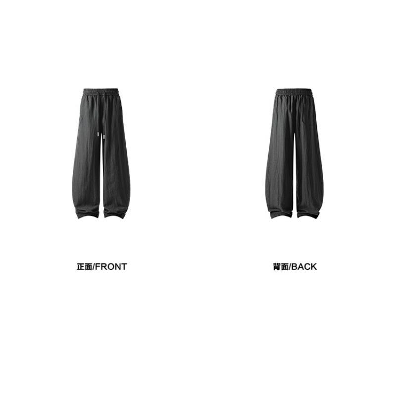 Mens Loose Wide Leg Thin Breathable Casual Lyocell Linen Long Pants