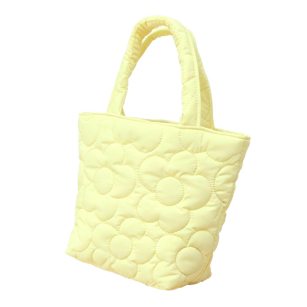 Flower Pattern Tote Bag Women Polyester Cute Elegant Handbag for Lunch Box Feeding Bottle Snack White