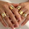 Stainless Steel Wide Version Ring for Neutral Shiny Geometric Zircon Smooth Open Ring Fashion Colorfast Waterproof Jewelry Gifts
