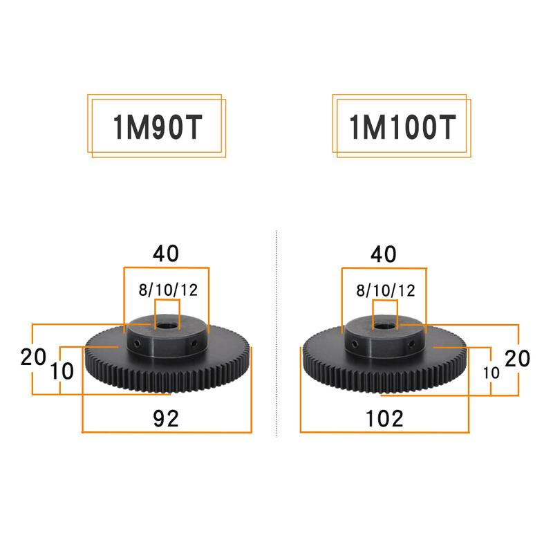 1 шт. Моторна шестерня 1M-80T/90T/100T/110 зубців SC45# Вуглецева сталь Високочастотна гартування Зубчасте колесо Розмір отвору 8/10/12 мм