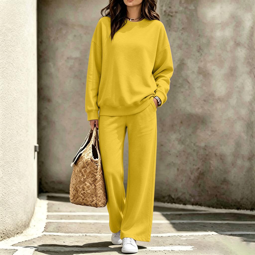 Women's Casual Neck Sweatshirt and Pants Set for Fall Winter Comfortable Outfit