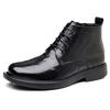 Autumn Winter Black Leather Boots Men High Top Fashion Casual Ankle Boots Male New Lace Designer Round Head Platform Shoes Man
