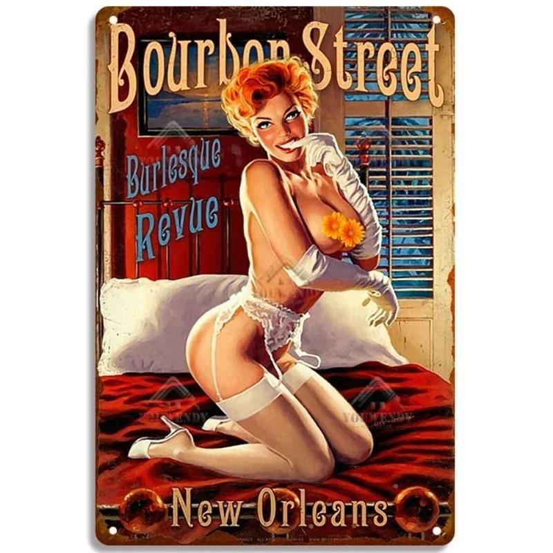 Pin-Up Girl Metal Sign, Retro Wall Art Decor