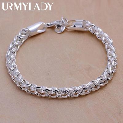 Pulseras de Plata de Ley 925 al por Mayor Cadena de Joyería mujer dama hombre 6mm 4MM alta calidad regalo de san valentín hermoso precio de fábrica