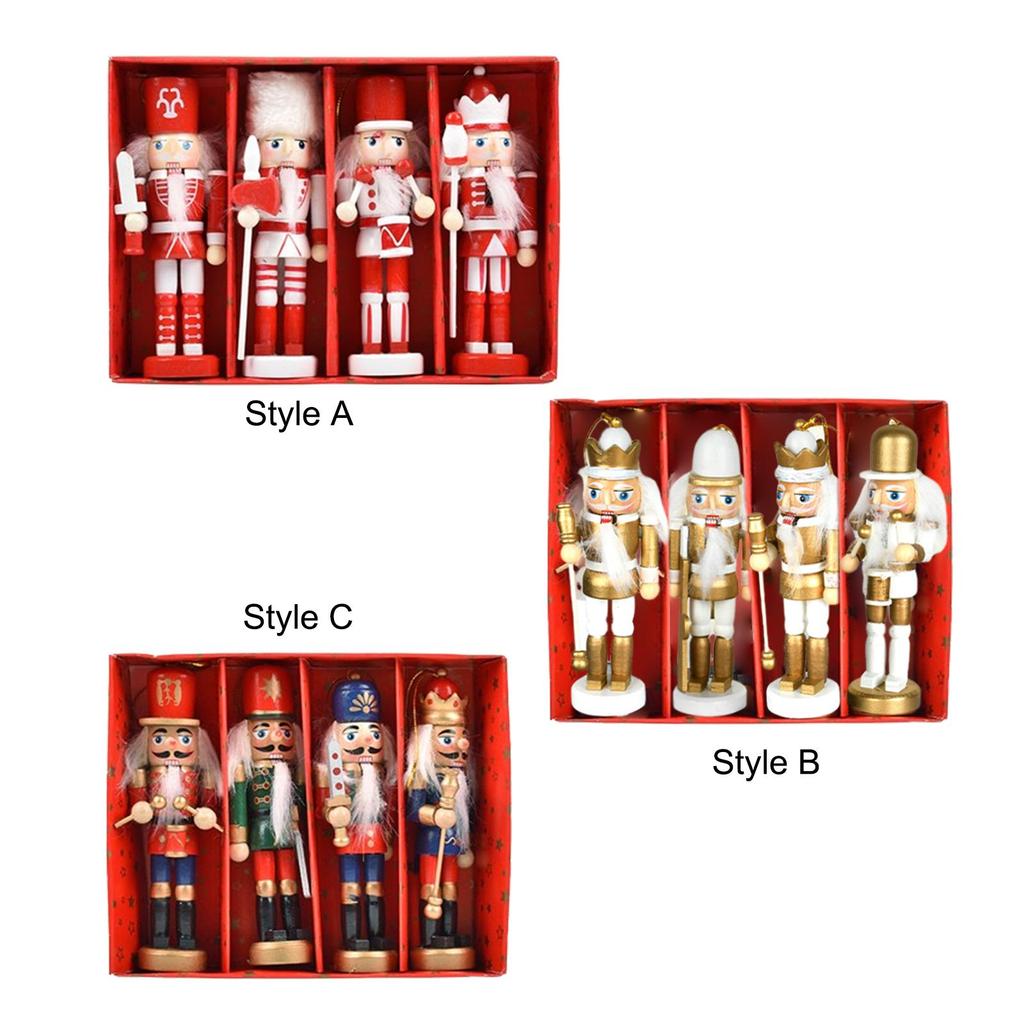 4x Nussknacker Marionettenfiguren Heimdekoration Einweihungsgeschenk Künstliche Ornamente für Bücherregal Büro Innenbereich Schreibtisch