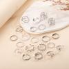 Ring, Fashion Leaf Wave Multi-Layer Cross Hollow Opening 21 Piece Set Ring