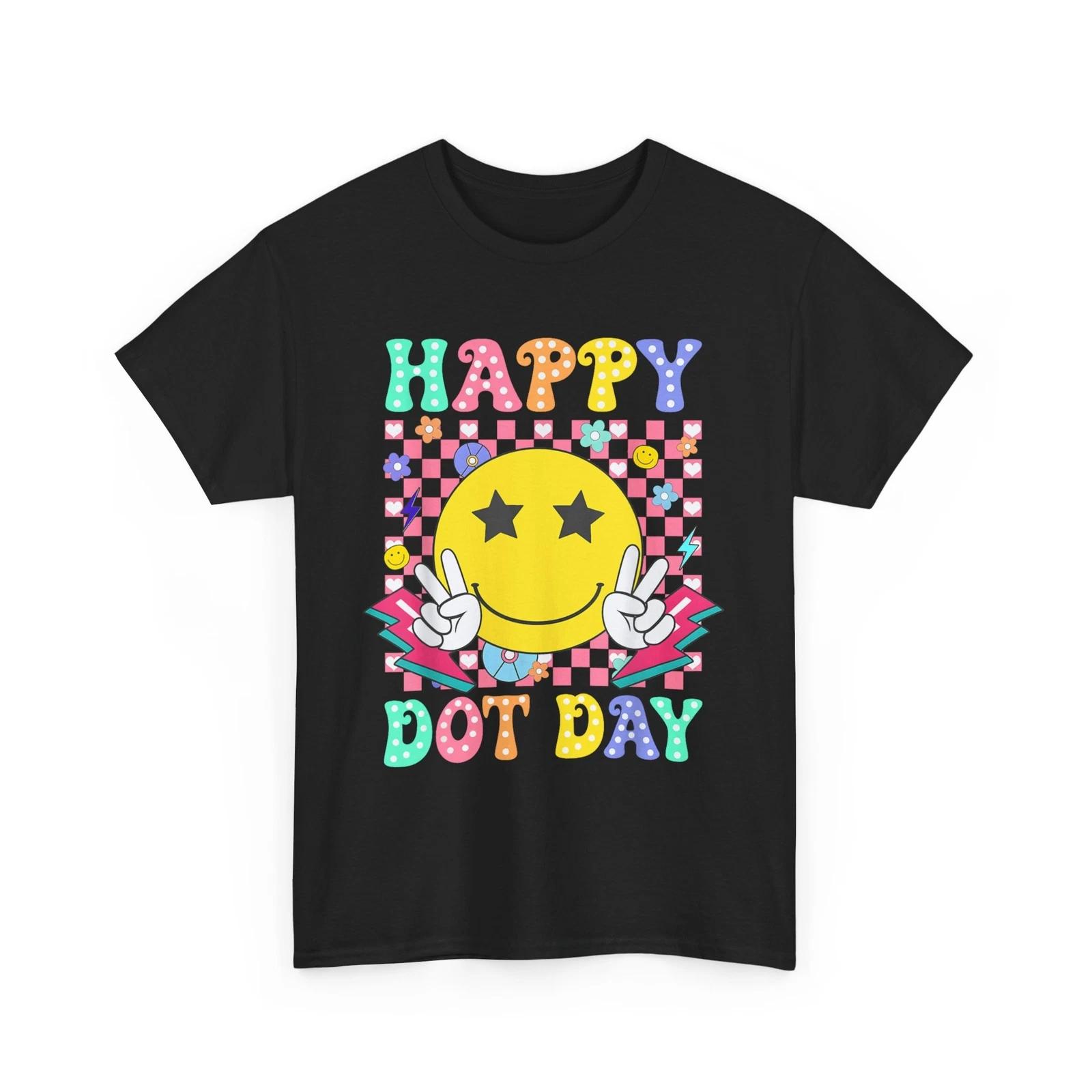 Happy Dot Day 2024 Colorful Polka Dot Smile Face Teacher Kid T-Shirt 2XL