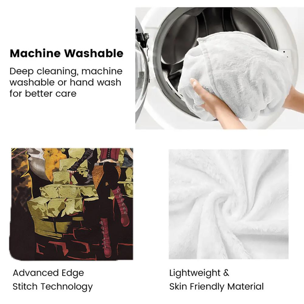 Dark Anime Print thin Flannel Blanket for Bedrooms,Living Rooms,Sofas Blankets,Lunch Breaks,blankets fluffy blanket