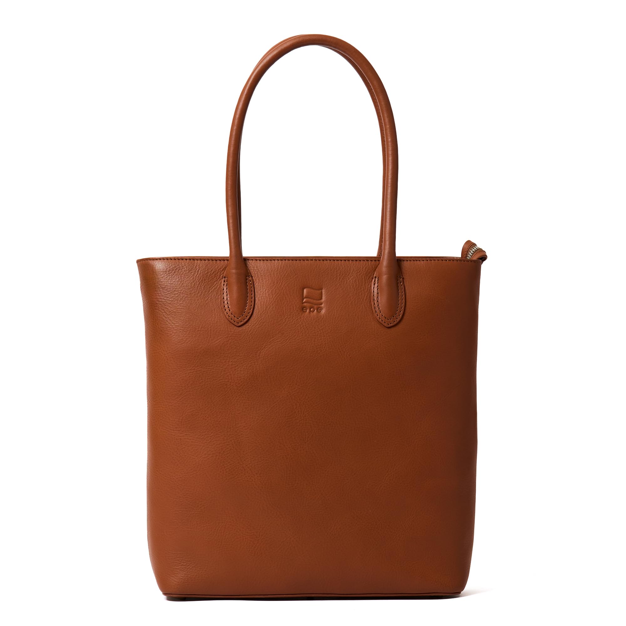 

epe Men s Vertical Tote Bag, Genuine Leather, A4 Size, Large Capacity, Freestanding, Gusseted, Slim Tote (Camel)