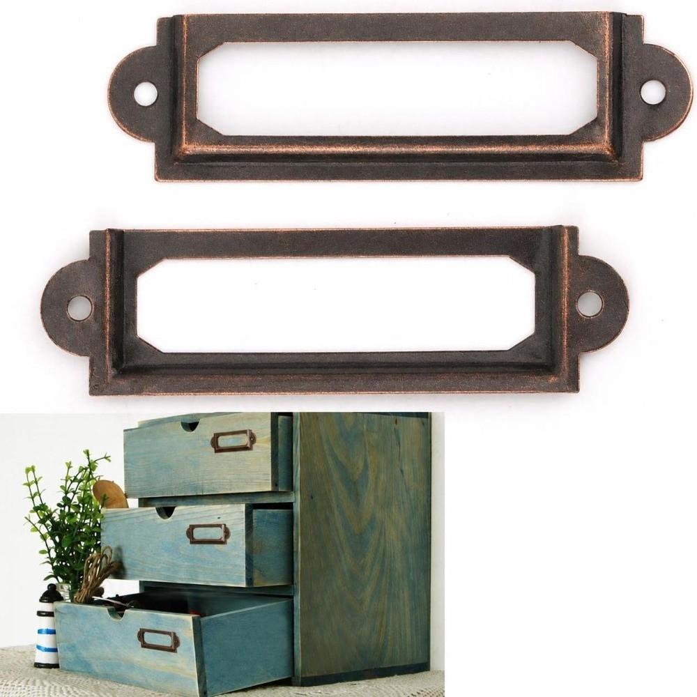 20 Pcs Metal Drawer Label Holder Rectangular Shape Shelf Tag Bracket DIY Furniture Refit