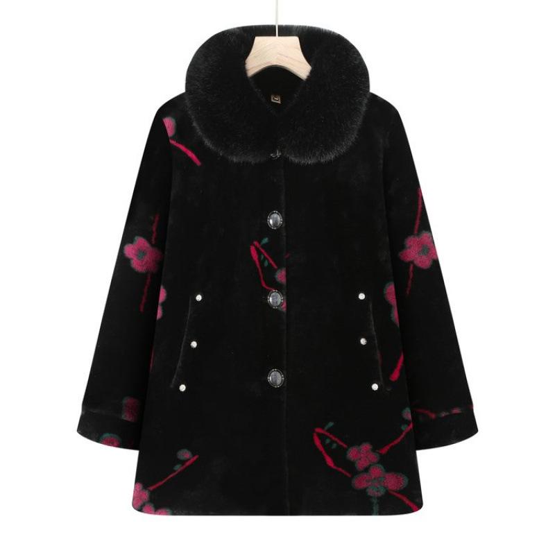 Winter woolen coat imitation fur wife fleece cotton coat old mink fleece jacket