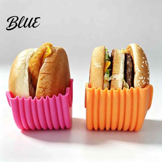 Kitchen Gadget for Burgers Retractable Hamburger Holder Hot Dog Fixed Box Sandwich Burger Clip Rack Rack Washable Silicone French Fry Stand Picnic