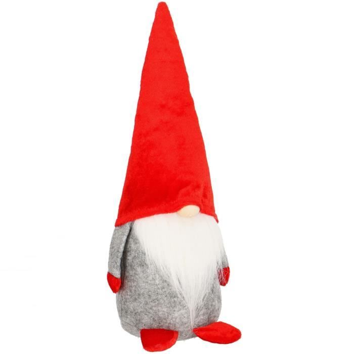 Weihnachtsfigur - SPRINGOS - Gnom 35 cm - Filz - Langer Bart - Rote Handschuhe und Schuhe