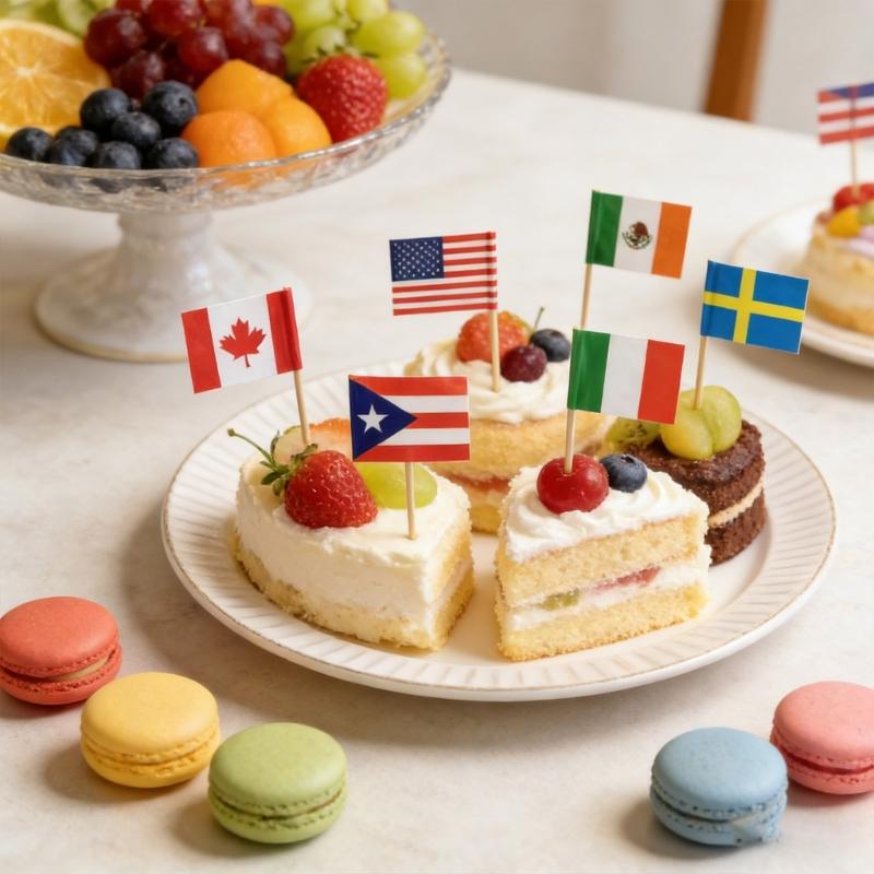 100Pcs Multicolor International Flag Toothpicks Cupcake Picks Cake Top Ornament For Desserts Display Festival Decoration