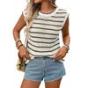 Women's Fashion Striped Round Neck Sleeveless Loose Knit Vest Top