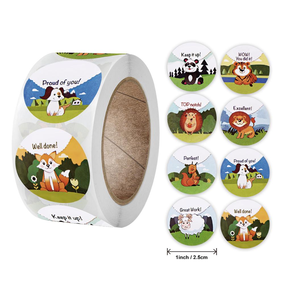 500 Pcs Reward Stickers Motivational Stickers Roll For Kids For School Reward Students Teachers Cute Animals Stickers Labels