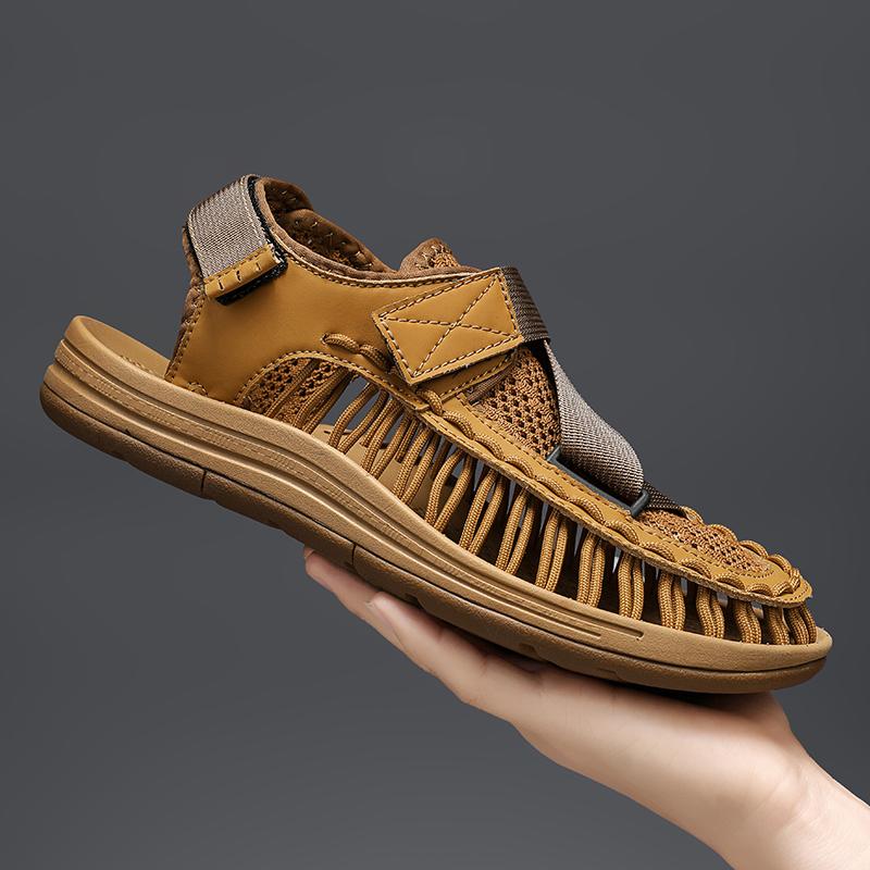 Fashion Breathable Fashion Casual Flats Bottom Male Sandals Sneakers Men's Sport Closed Toe Sandals Summer Outdoors Hiking Mesh Shoes