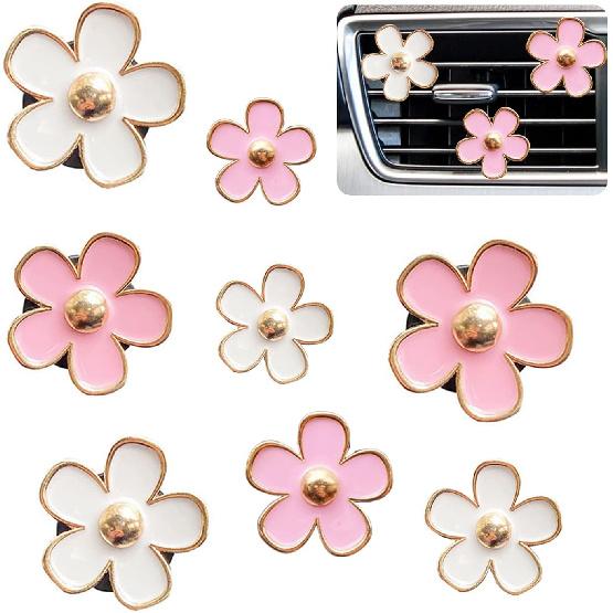 Car Air Freshener Vent Clips For Women 8 Pieces Cute Car Vent Clips Decorations Daisy Flower Car Accessories Air Freshener Clips For Christmas