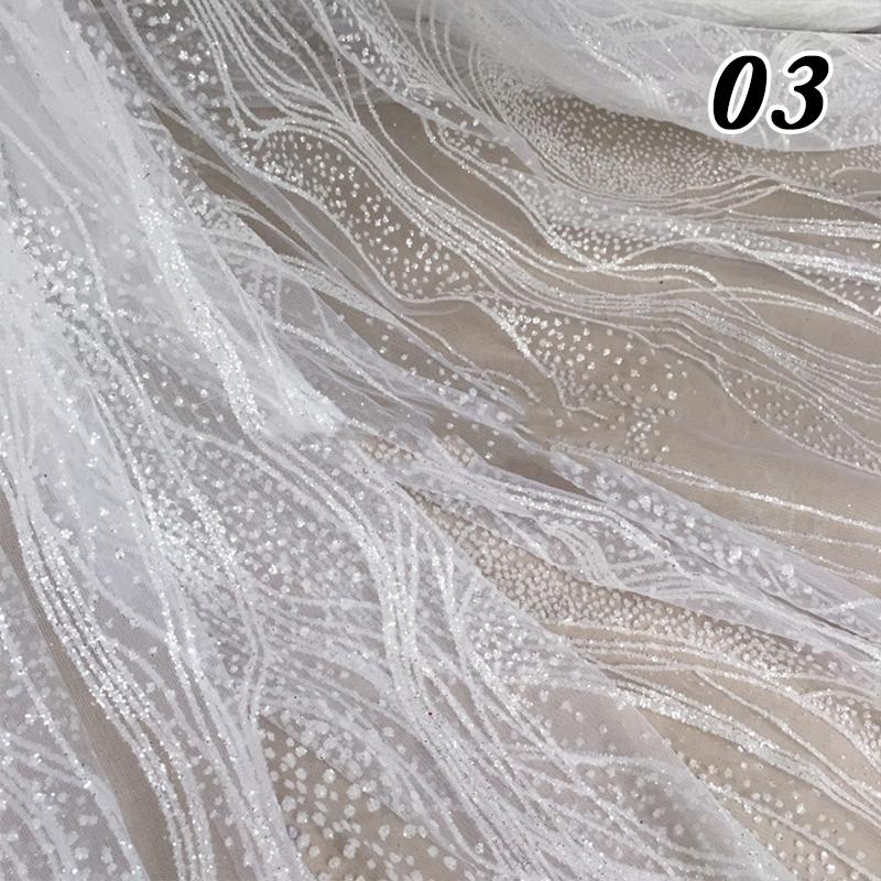 Glitter Sequin Lace Fabric Iron Bronzing Wave Pattern Polyester Material Bridal Wedding Party Evening Dress Fabric DIY Textile