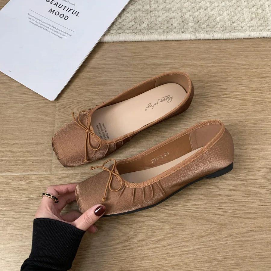 Fashion Bailamos New Elegant Women Flats Comfortable Ballet Shoes Woman Classic Round Toe Bowtie Ballerina Flats Ladies Soft Loafers Muj