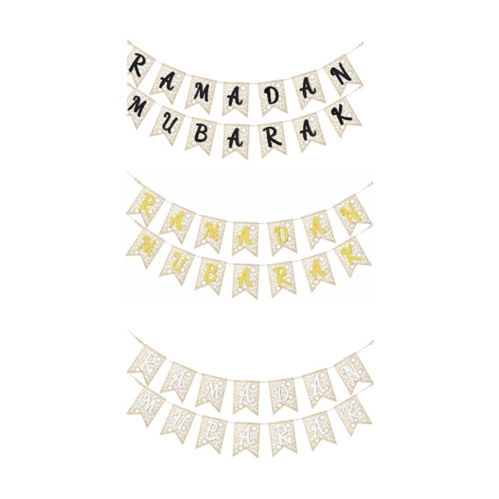 Holz Ramadan Banner Dekoratives Festival Zugfahne Ausgeschnitten Eid Hängende Ornamente Kamin