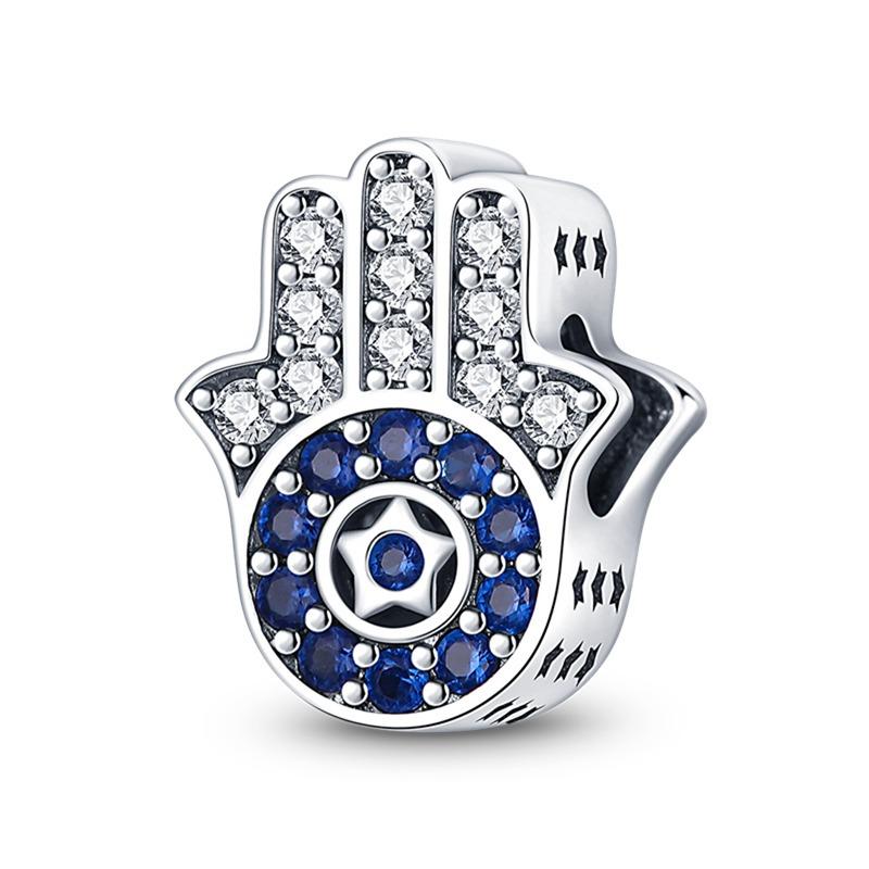 

Pan Family Design Copper Silver Plated Blue Zircon Astronaut Devil S Eye Puppy Footprint Pan Bracelet Diy