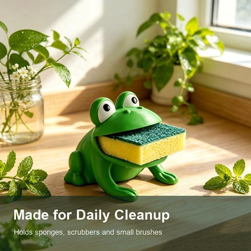 Cartoon Frog Draining Dish Brush Holder 1PC Hollow Tray Sponge Storage Rack Non-slip for Kitchen Sink Counter Organizer