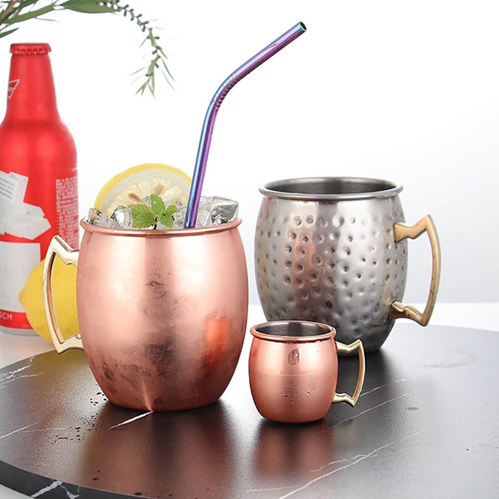 500ml Reiner Kupferbecher Moscow Mule Handgefertigter Becher Hämmerer Verdickter Trommelbecher Mules Cocktails Kaffee Bier