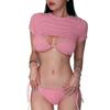 2025 Elegantes Rosa Dreiteiliges Sexy Bikini-Set für Frauen - Schicke Resort-Bademode