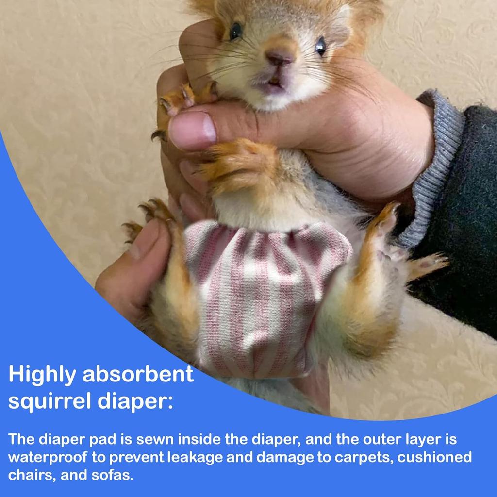 2PCS Small Pet Diapers,Adjustable Sugar Glider Diapers Climbing Diapers,Washable,Specially Designed for Use On Pet Squirrels Small Medium Guinea Pig.