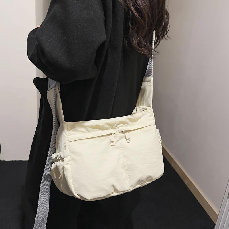 Versatile Crossbody Bag for Women  Large Capacity Bag with Zipper  Monochromatic  Multifunctional