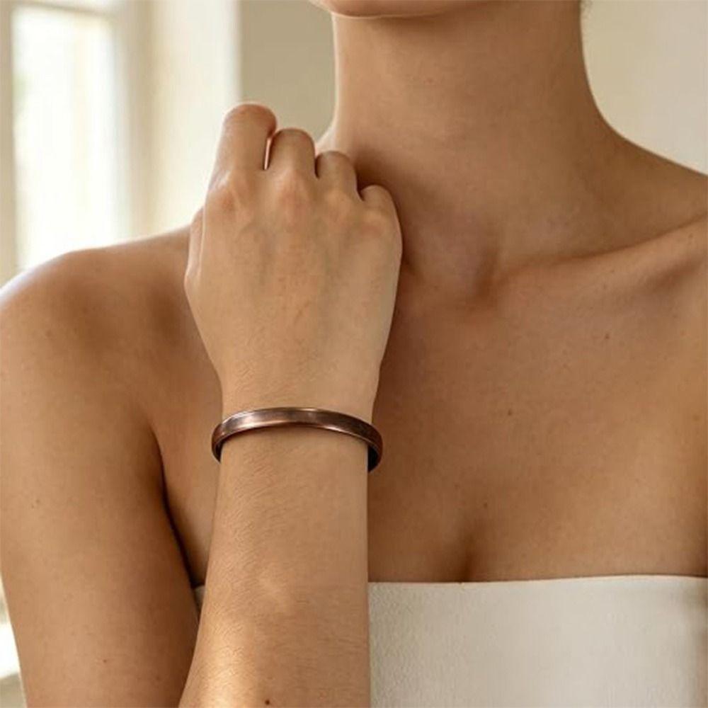 2PCs Waterproof Copper Bracelet Adjustable Copper Cuff Bracelet Stylish Wrist Cuff Daily Wear