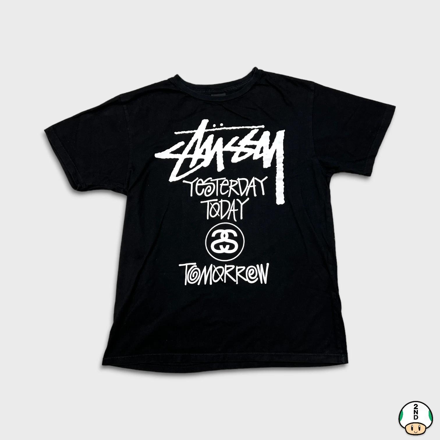 Винтажная футболка Stussy Y2K для мужчин и взрослых с надписью Yesterday Today Tomorrow, размер L, черная L