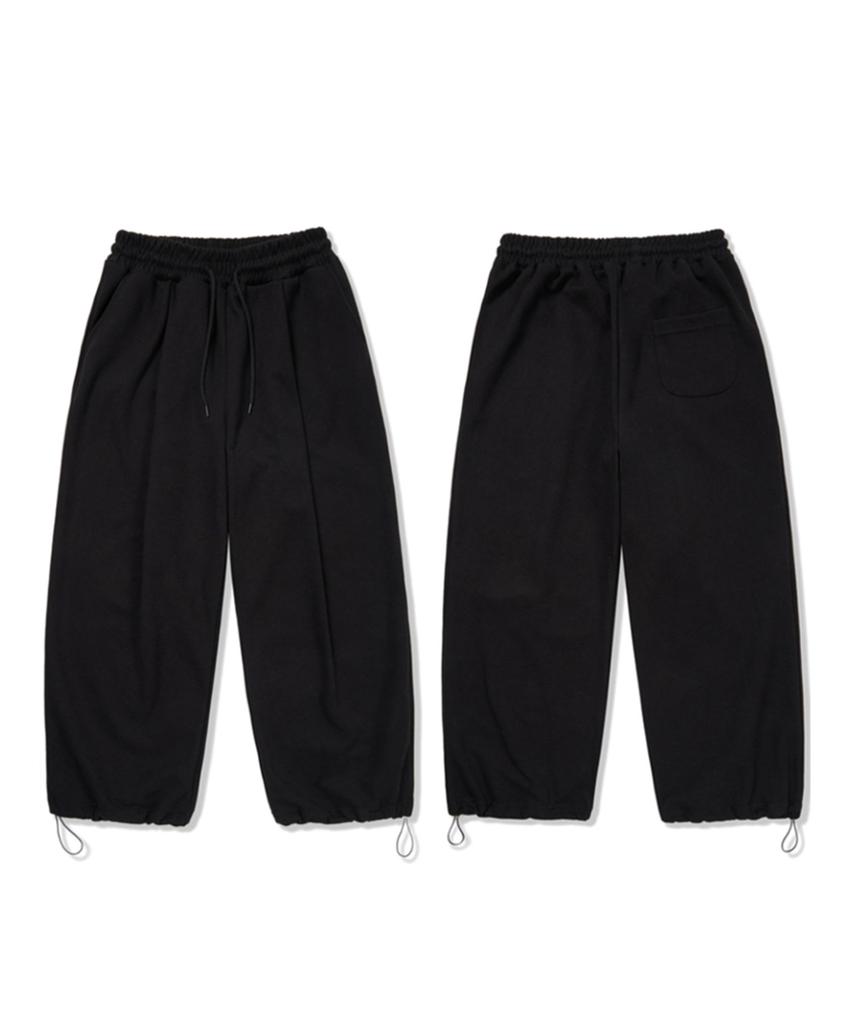 BOUNDARY One-Pleat String Long Sweatpants [Black]