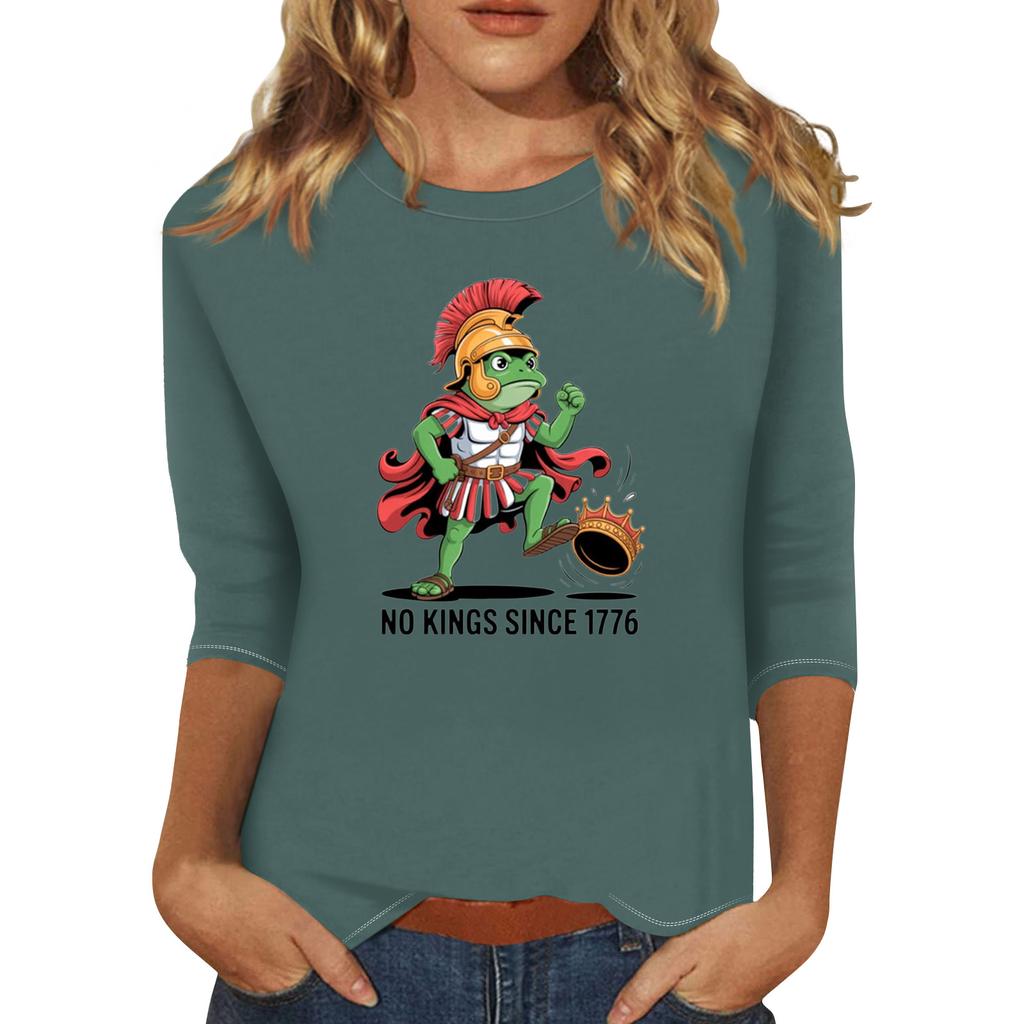 Women's Fashionable Casual Three-quarter Sleeve Round Neck Top