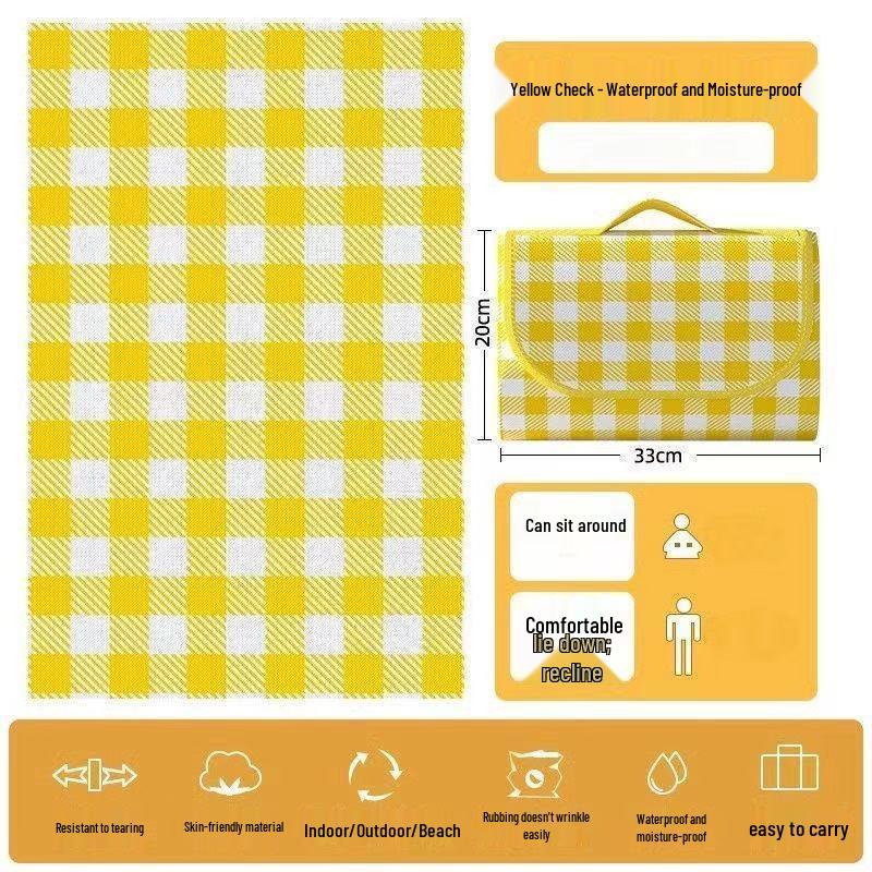 Tapis de pique-nique portable imperméable à carreaux: Épais et Imperméable, Essentiel pour le Camping et la Plage
