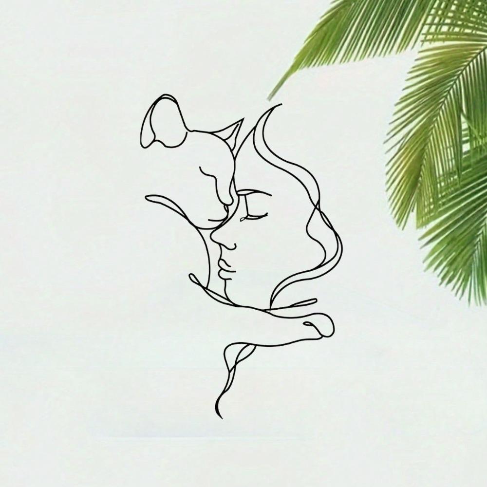 Metalowa Dekoracja Ścienna Sylwetka Kota, Efekt 3D Cienia Wystrój Domu, Prezent na Parapetówkę Walentynki dla Miłośników Kotów