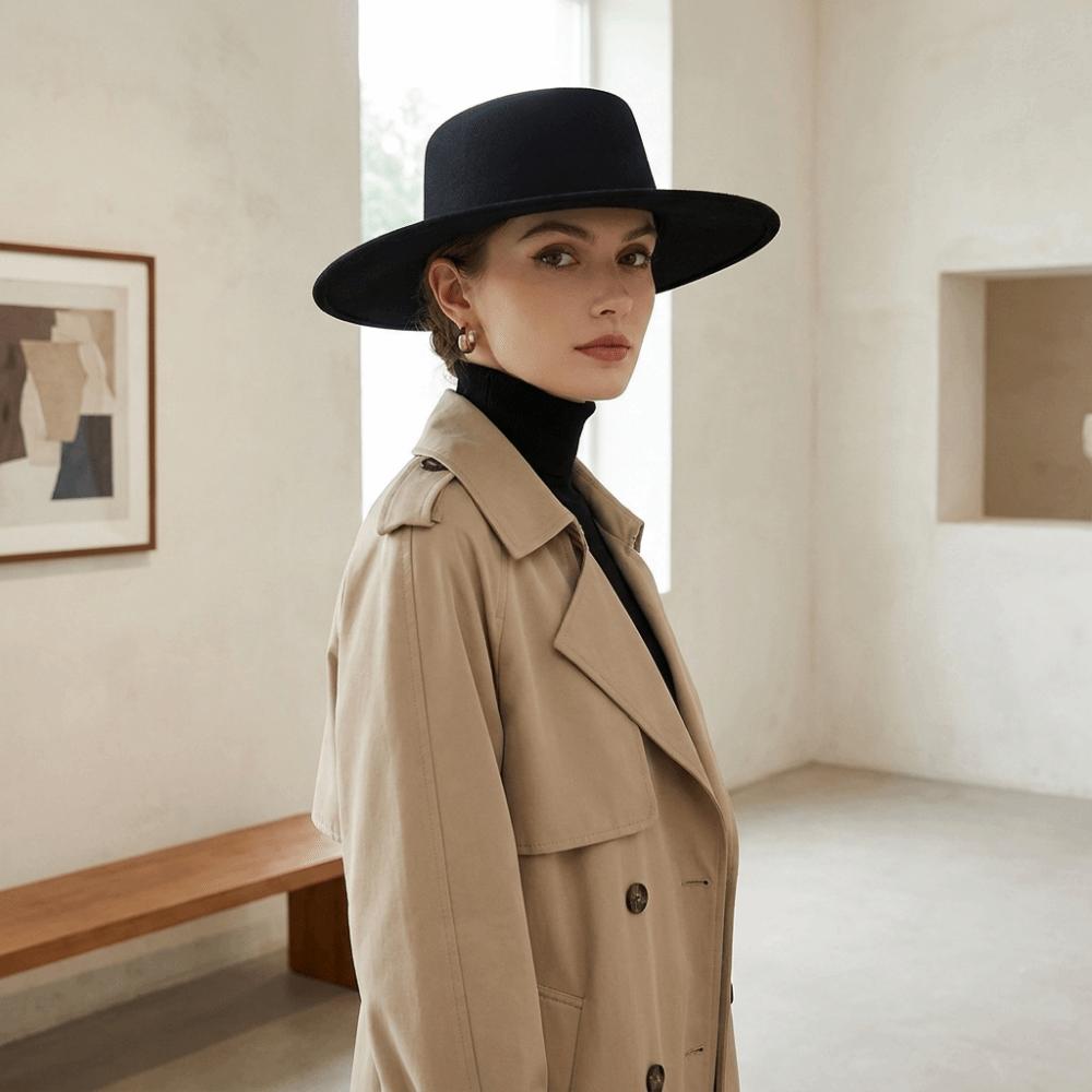 Solid Color Hepburn Style Bucket Hat British Style Women Jazz Hat Wide Brim Felt Hat  Ladies