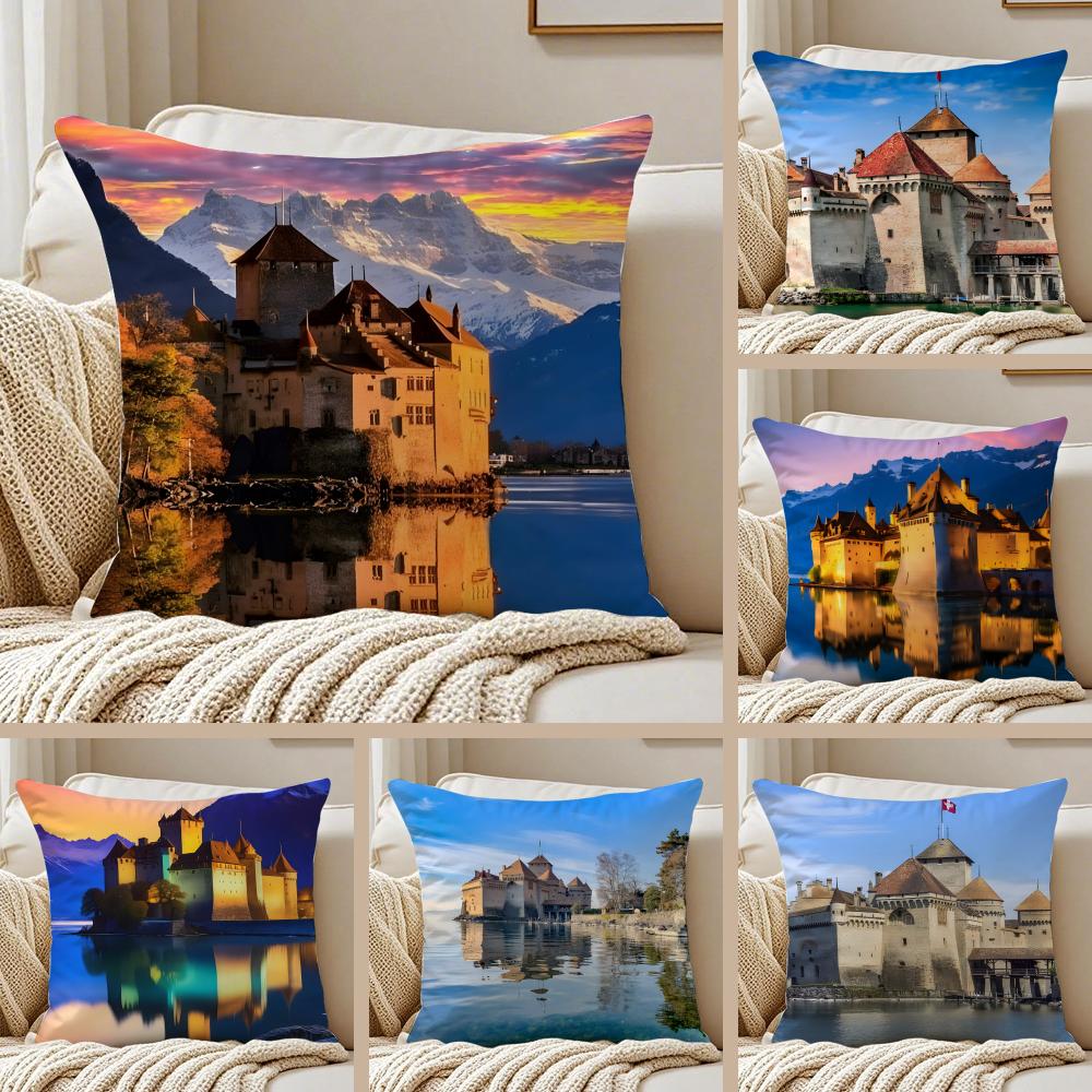 1PCS Classical CChillon Swiss Cushion Cover Pillowcase Antidustmite Invisible Zipper Short Plush Sofa Cushion