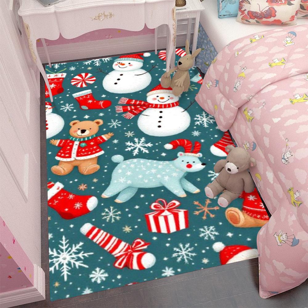 Kreativer Teppich im Weihnachtsstil Nachttischteppich im Schlafzimmer Geeignet für Schlafzimmer Wohnzimmer und Heimdekoration