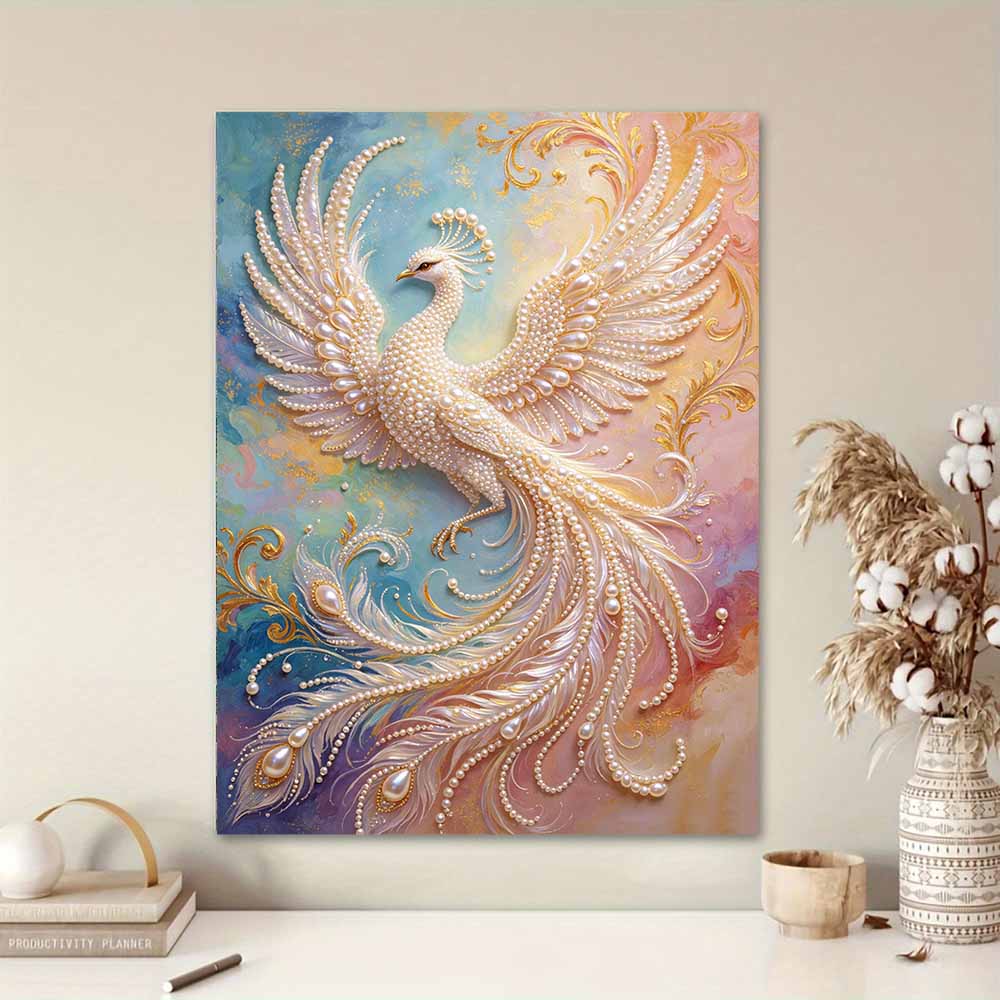 Kit Perla Fenice Maestosa Arte con Strass Rotondi 5D Quadro Murale Fatto a Mano Elegante Decorazione per la Casa Regalo per Uso Quotidiano e Festivo