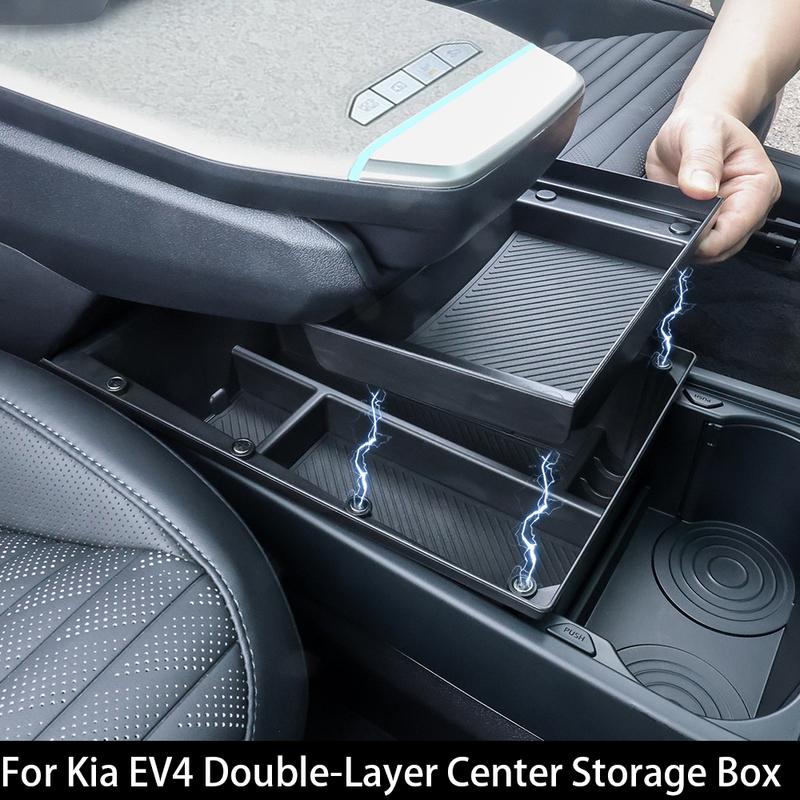 For Kia EV4 Double-Layer Center Console Organizer Car Tray Armrest Storage Box Car Accessories