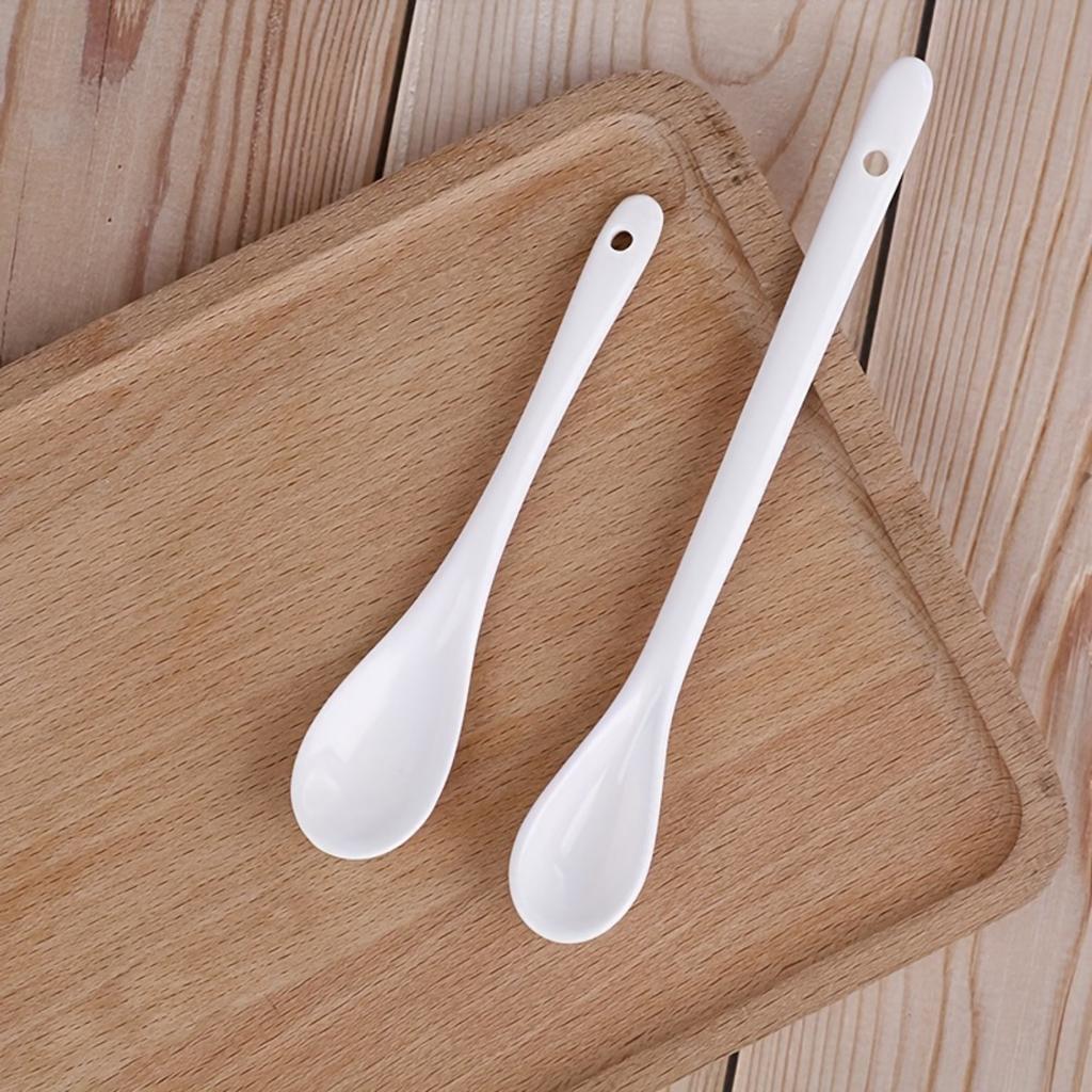 1 pz Elegante Cucchiaio in Ceramica di Porcellana Bianca - Posateria Durevole, Elegante e Versatile per Caffè, Zuppa, Zucchero, Tè.