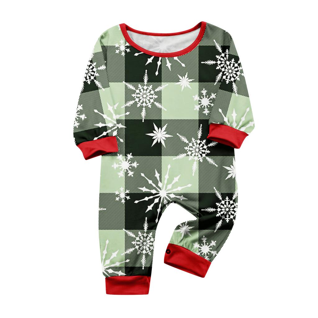 Christmas Print Round Neck Top and Plaid Pants Set for Women, Holiday Two Piece Outfit