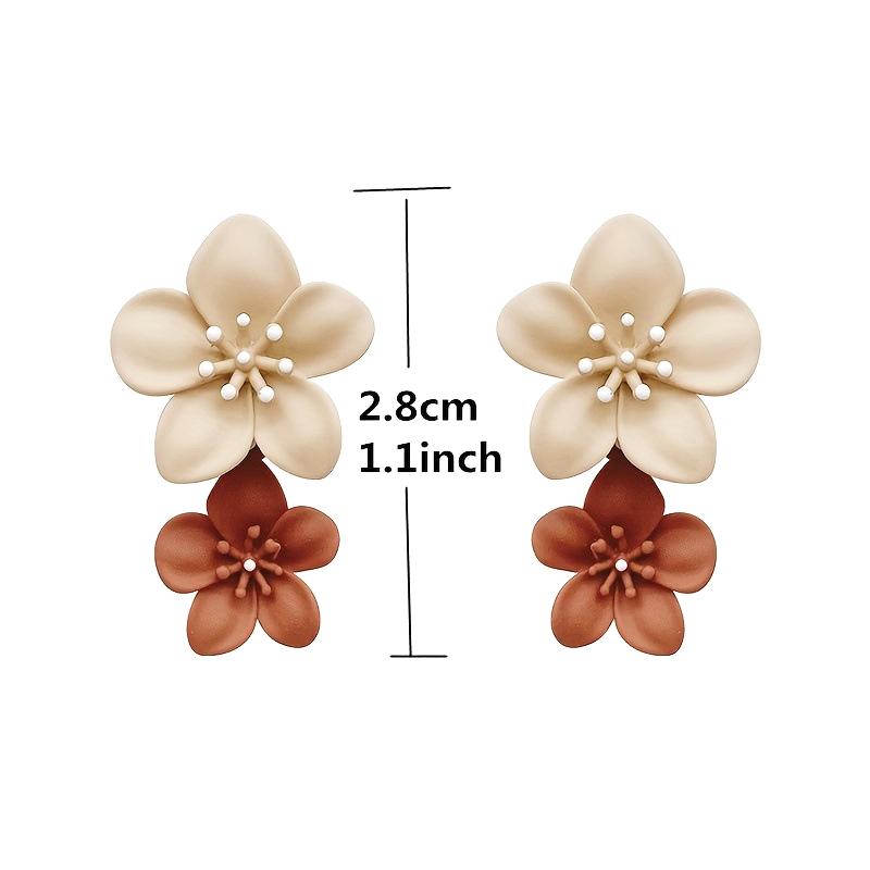 Brown Two Color Flower Drop Dangle Earrings For Women Korean Jewelry Wedding Party Girl Elegant Jewelry Accessories
