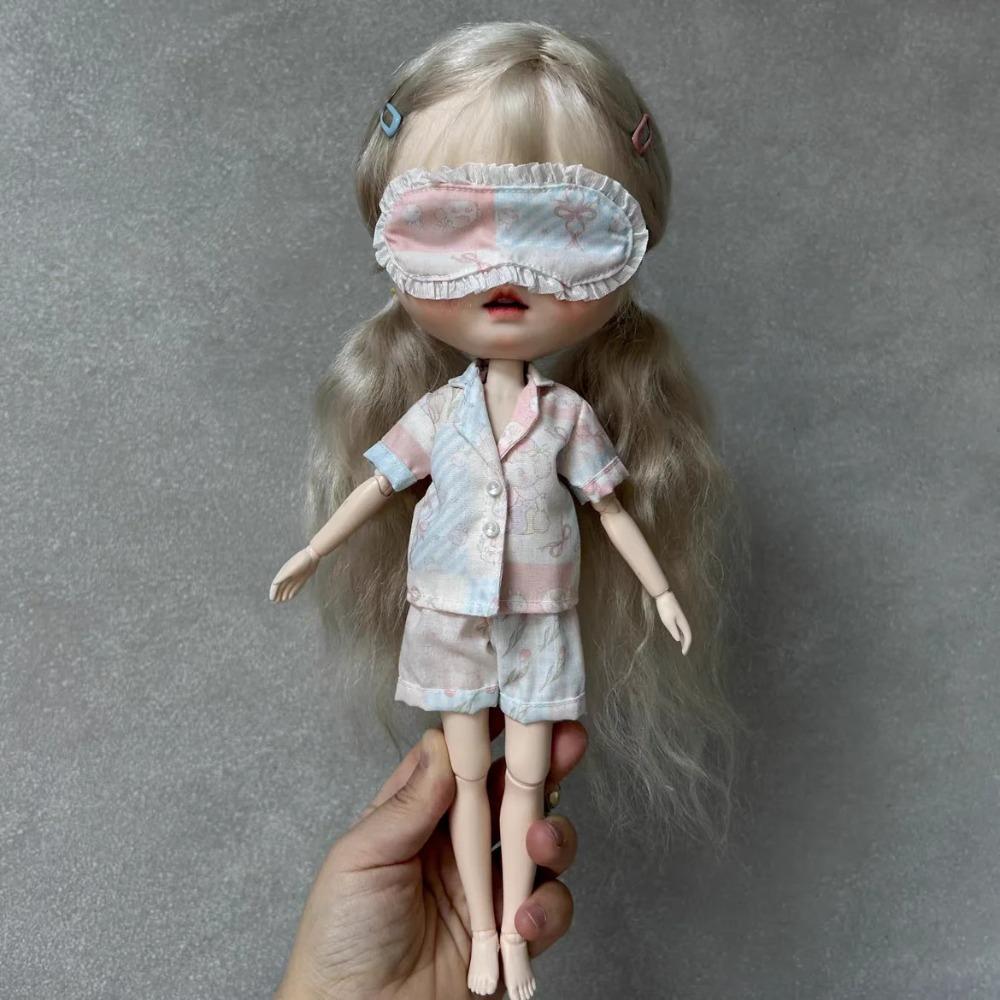 3 Stück/Set Puppe [Augenmaske+Oberteil+Hose] Blyth Pyjama 1/6 Puppen Outfit (Passend für ICY, Big Fish) Puppenzubehör